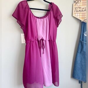 H&M Flowy Ombré Magenta Tie Front Dress